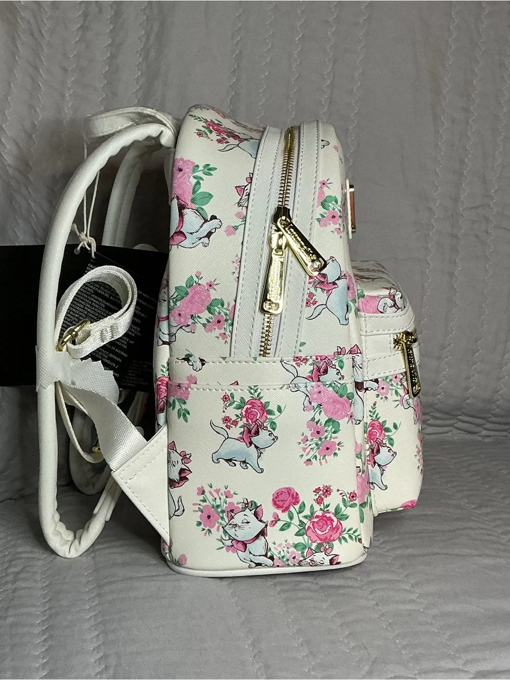 Loungefly White & Pink Marie Floral Mini Backpack